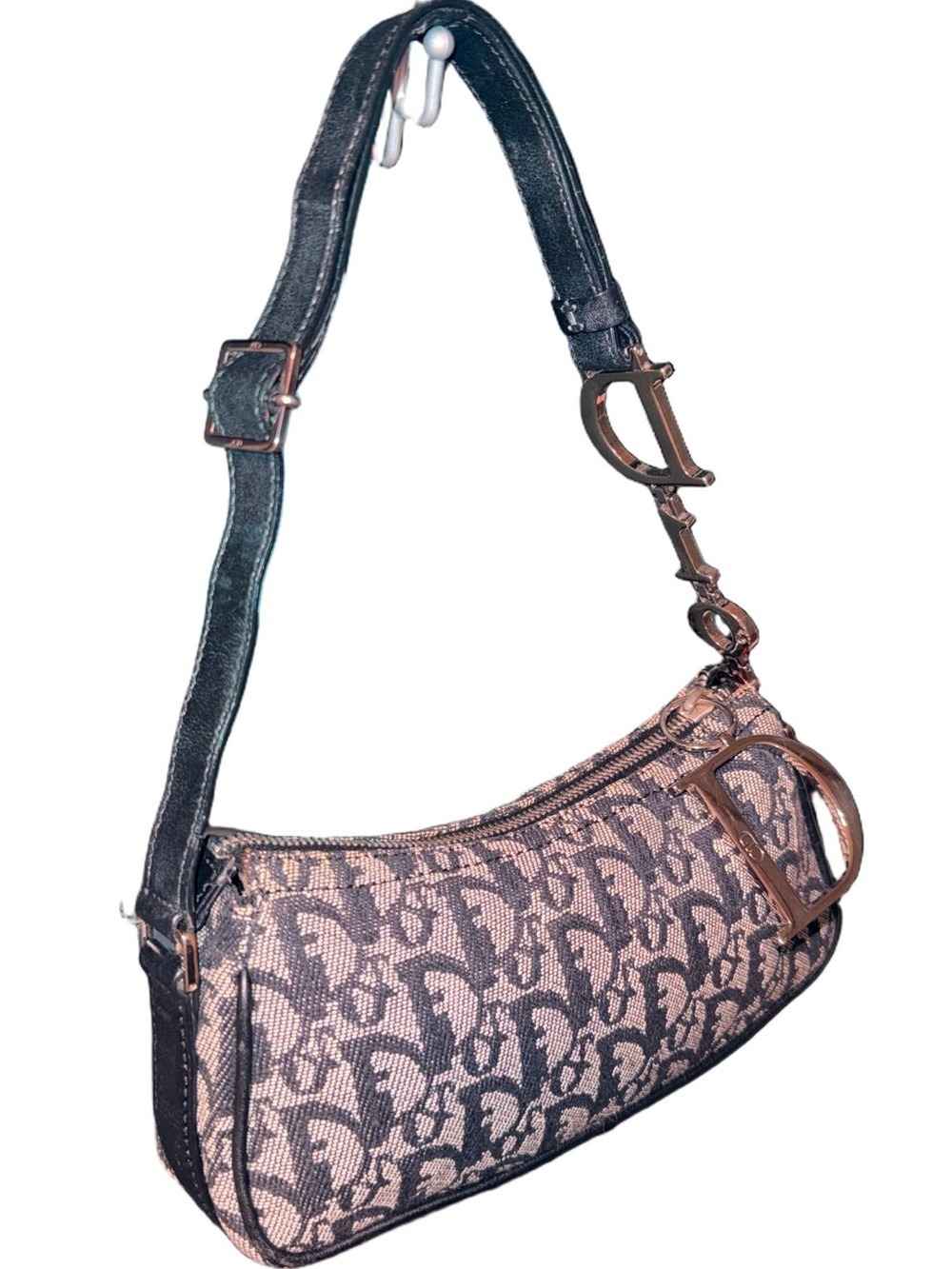 Dior D-Charm Spell-Out Black Canvas Diorissimo Pochette - Picture 3 of 15